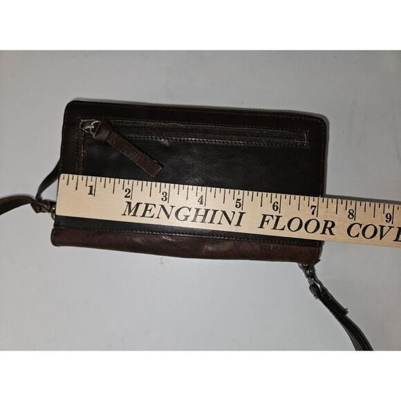 New! Spikes & Sparrow Brown Leather Aspen Wristlet Zip Wallet RFID Protected - Picture 9 of 11
